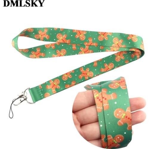 DMLSKY The Gingerbread Man Lanyard Keychain Christmas cookies Lanyards for keys Badge ID Phone lanyard Christmas gift M4037