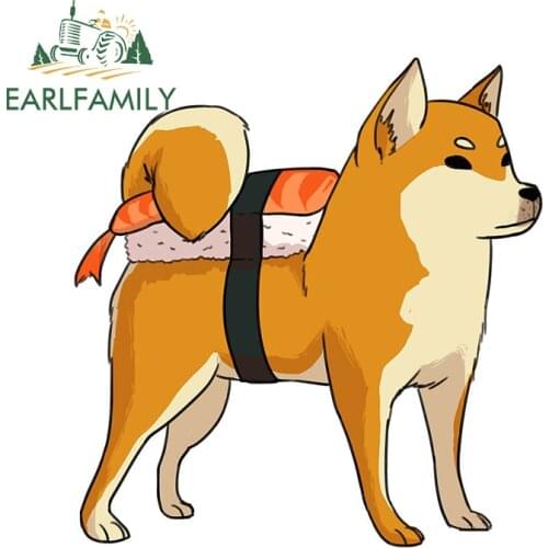 EARLFAMILY 13cm x 12.1cm for Shiba Inu Vinyl Car Stickers Cartoon Cute Decal Occlusion Scratch Windows Laptop Car Door Protector