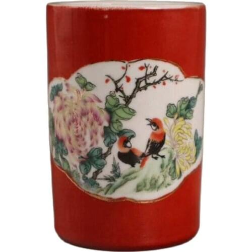 China old Porcelain Coloured drawing Old porcelain brush pot