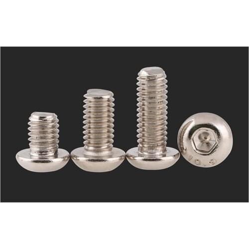 Iso7380 10.9 carbon steel round head screw Nickel plating M1.6 M2 M2.5 M3 M4 screws bolt hex socket