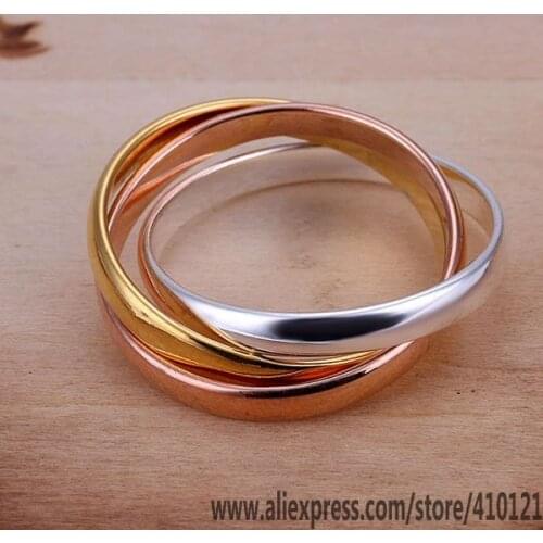 R058 Lucky Charm 3 Colors Rings For Women Fashion Jewelry Wholesale Women Accessorie Fashion Triple Ring / Enkanera