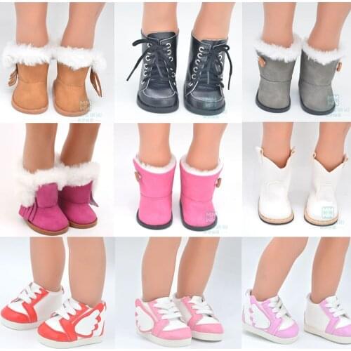 7.5cm White leather boots for 43cm new born dolls accessories and American dolls Accessories mini baby shoes