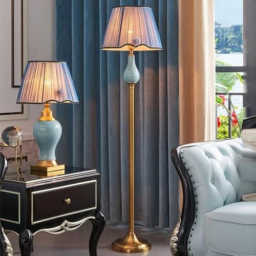 Buy 2 Get 20% Off 40x158cm Blue Ceramic Floor Lamp For Living Room Bedroom Study Room Home Decoration Luxury Vertical Lamp