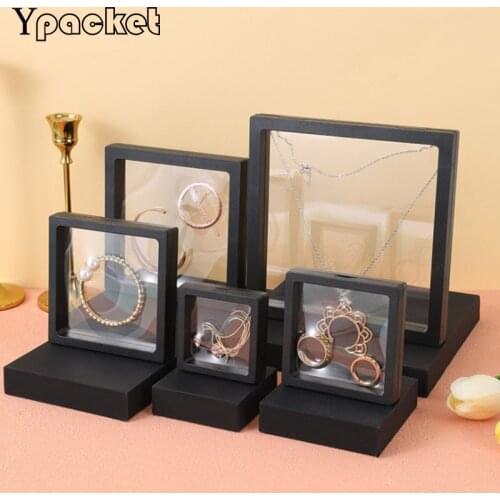 Square Jewelry Organizer Box Engagement Ring For Earrings Necklace Suspended Drawer Box Pe Thin Film Jewelry Gift Packing Boxes