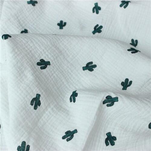 Linen Crepe Double-layer Gauze Printed Childrens Clothing Fabric Seersucker Sewing Dres Fabric Cotton 100% Kids