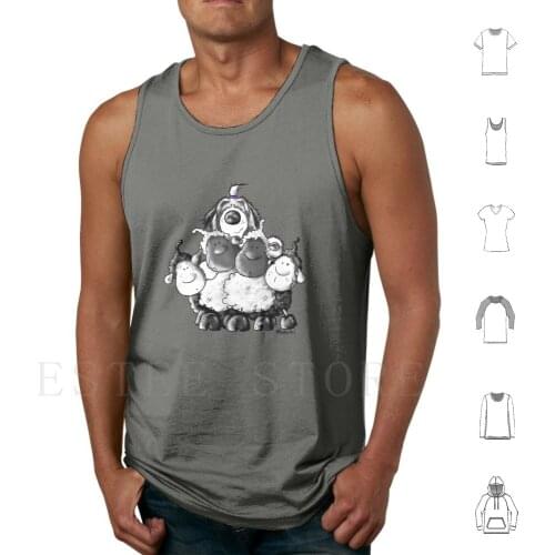 Bearded Collie And Sheep Tank Tops Vest Sleeveless Bearded Collie Dog Humor Animal Cartoon Dog Comic Funny Beardie Bearded