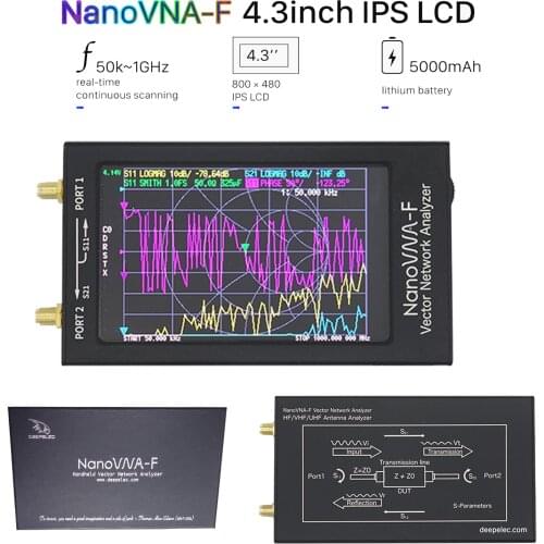 Metal Case NanoVNA-F TFT MF HF VHF Antenna Analyzer 4.3 Inch Handheld Vector Network Analyzer SWR Meter 50KHz-1000MHz
