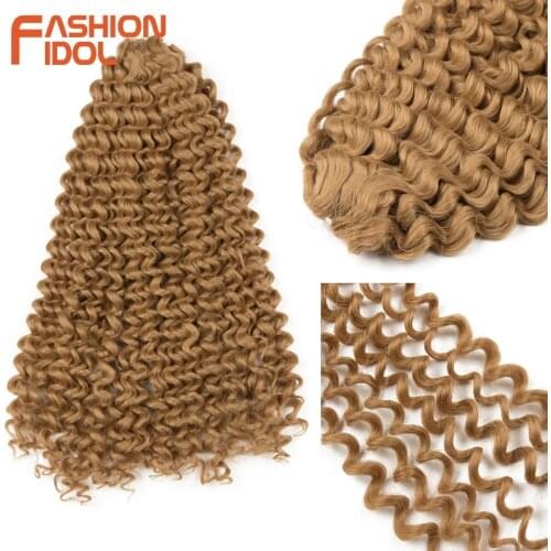 FASHION IDOL Passion Twist Crochet Hair Synthetic Braiding Hair Extensions Ombre Blonde 20 Inch Soft Curly Hair Goddess Braids
