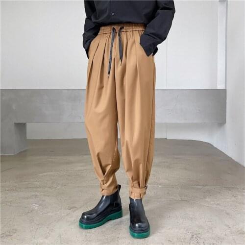 Designer Style Elastic Waist And Feet Wide-leg Pants Mens Close-up Trousers Breeches Casual Trousers