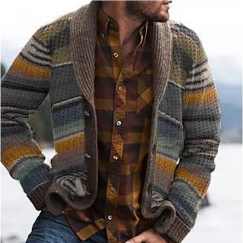 Kalenmos Mens Casual Sweater Striped Composite Knitted Small Suit Cardigan British Style Gentleman Sweaters 4XL Mens Clothes