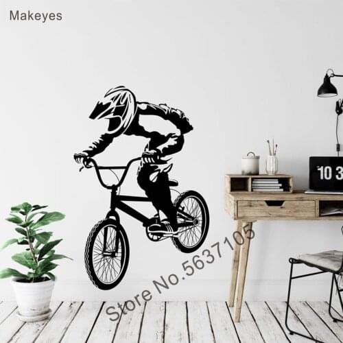 Makeyes Sport Cyclist Wall Sticker Bicycle Wall Decals Home Extreme Sport Decoration Vinyl Wallpaper Livingroom Wall Decor Q047