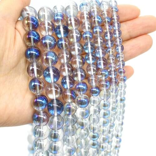 Oameusa Natural Blue Electroplated Crystal Beads Stone Beads Loose Beads For Jewelry Making Spacer Beads Accessories Diy Make