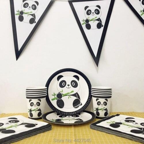 41PCS/set Cartoon Lovely Panda Disposable Tableware Sets For Kids Boys Girls Birthday Party Decoration Supplies Kids Favor