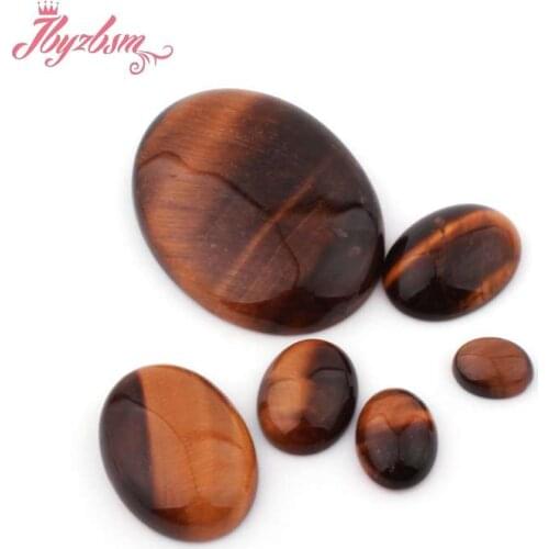 Oval Tiger Eye Beads CAB Cabochon Flatback Dome Undrilled Natural Stone Beads For DIY Pandandt Earring Ring Jewelry Making 5pcs