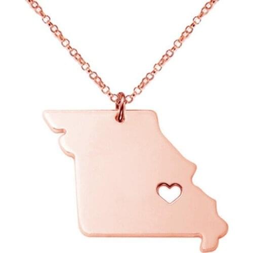 Missouri state necklace with heart Hometown Jewelry best friend family gift long distance relationship gift Missouri pendant