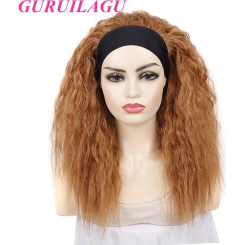 GURUILAGU Synthetic Hair Wigs for Black Women Cosplay Wig Womens Long Water Wave Headband Wig Natural Color Wigs For Women
