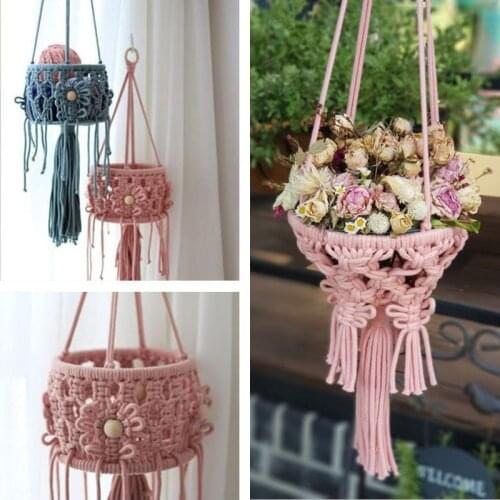 Plant Decoration Hanging Basket Handmade Macrame Pot Hanger Wedding Holding Flowers Ornaments Wall Home Fruit Storage Rack