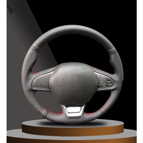 Hand-stitched Black Artificial Leather Steering Wheel Cover for Renault Kadjar Koleos Megane Talisman Scenic 2016 2017