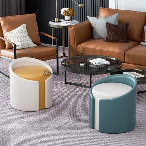 Light Luxury Makeup Stool Living Room Sofa Stool Round Foot Stool Bedroom Dressing Table Home Round Pier Shoe Changing Stool