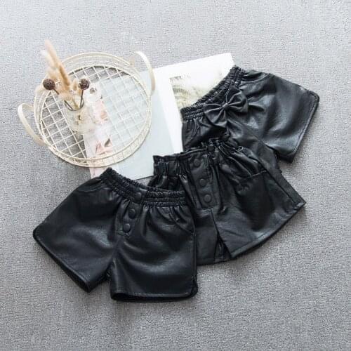 100-160 Cm Spring Autumn Girl Fashion Pu Leather Shorts Baby Kids Children Clothes