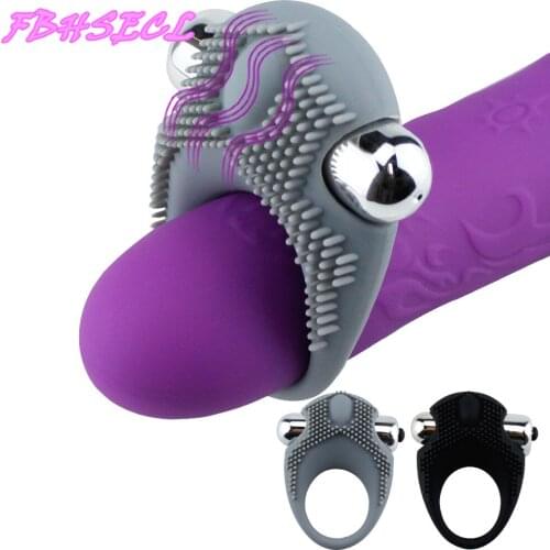 FBHSECL Penis Vibrating Ring Delay Ejaculation Bullet Vibrator Clitoris Massager Adult Sex Toys for Men Male Cock Silicone Rings