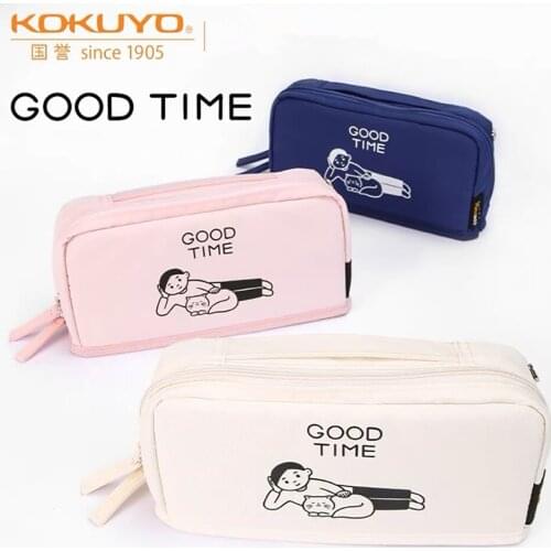 Japanese KOKUYO Pencil Case Large-Capacity Student Convenient Pencil Case Storage Bag Simple Multi-Function Bag Can Be Vertical
