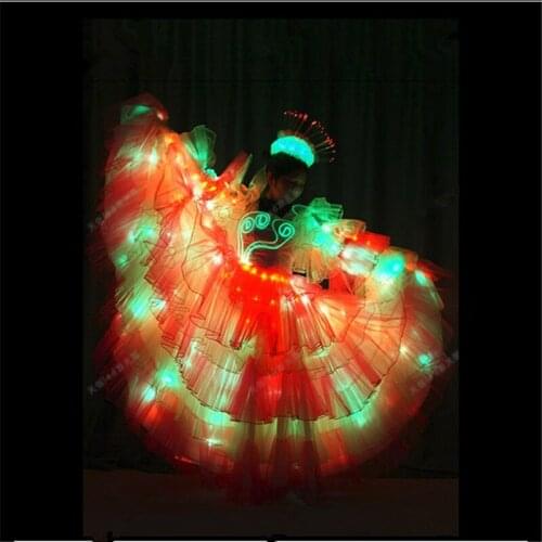 TC-173 Programmable led women light dresses wedding costumes ballroom dance show party bar stage wears cloth catwalk performance