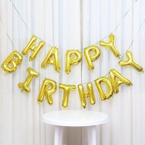 1set Gold 16 inch Happy Birthday Foil Balloons Baby Boy Girl First Birthday 1st One Party Decoration Garland Kids Adult Unicorn