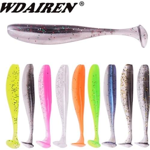 10pcs/Lot T Tail Wobblers Soft Baits 50mm 75mm Double Colors Silicone Fishing Lures Artificial Bait for Carp Bass Fishing Tackle