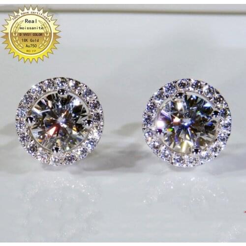 18K Gold earring A pair of earring 1CT D Color Moissanite Earrings For Women 001