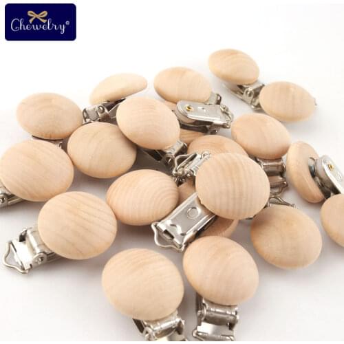 CHELWLRY 20PC Maple Wooden Pacifier Clips Wooden Soother Clips Wooden Nursing Gift DIY Dummy Clip Chains Wooden Teether Baby Toy