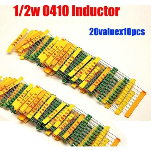 20valuesX10pcs=200pcs 1/2W 0.5W 0410 Inductor Pack 1UH - 4.7MH Assorted Kit