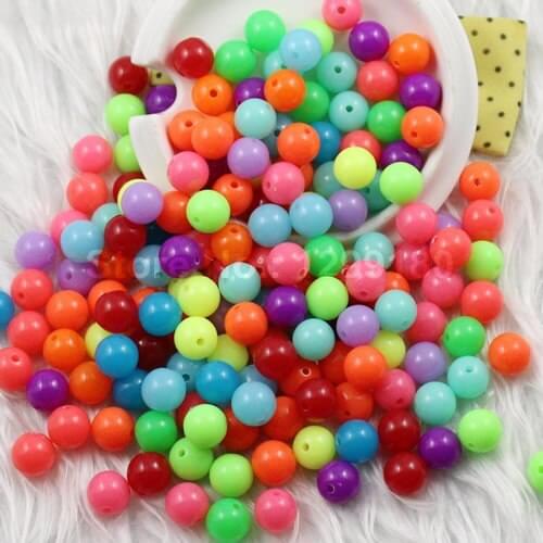 200pcs/lot Mixed Fluorescent Neon Beads Acrylic Solid Beads AAA Round Beads for kids Necklace Bracelet DIY Jeweley 10mm (K01747)
