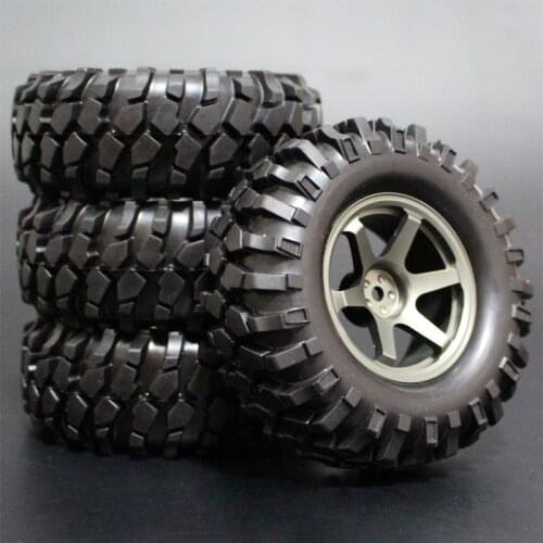 4PCS 1/10 1.9Inch Off Road Climb Rock Crawler Car Tires Super Soft 96MM Rubber Tyre Metal Wheel Rim For Tamiya CC01 D90 110
