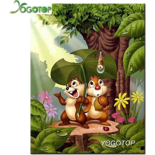 YOGOTOP 5D Diamond Painting Cross Stitch Cartoon chipmunk Diamond Embroidery Square Diy Diamond Mosaic Home Decoration ZB935