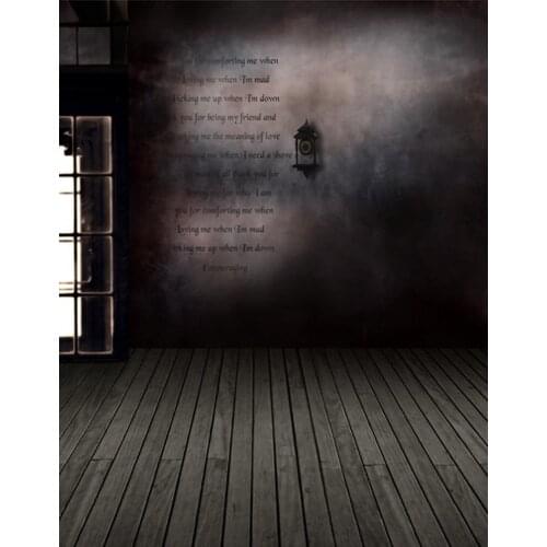5x7ft Wooden Floor Dark Room Poem Photography Backdrops Photo Props Studio Background