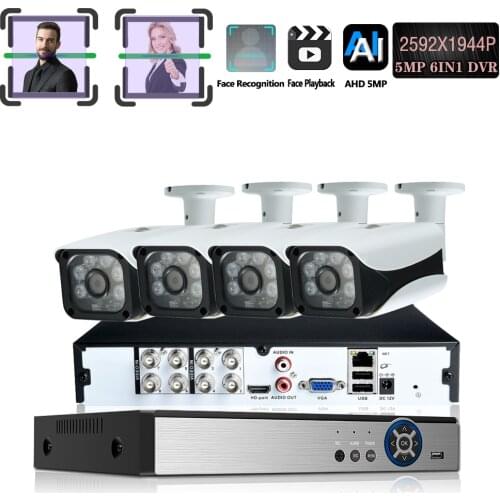 8CH Face ID Real 2592x1944P CCTV System 5MP Outdoor Waterproof Security Camera DVR Kit Day/Night Home Video Surveillance System