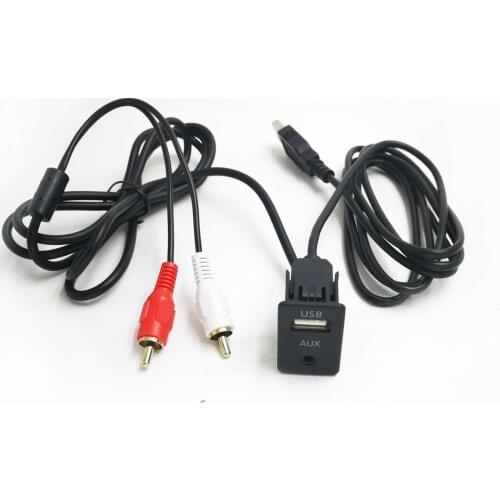 1M Car RCA Cable Adapter Switch 3.5mm Audio Jack AUX USB Cable Extention Mount Panel RCA Cable for For Toyota Volkswagen