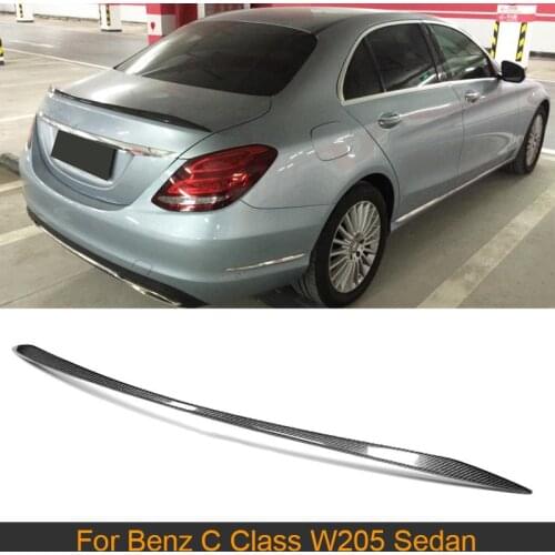 Carbon Fiber Car Rear Trunk Wing Spoiler For Mercedes Benz C Class C180 C200 C250 C63 AMG 4-Door 2015 - 2019 Black PU