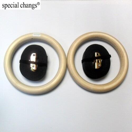 Free shipping 1pair/lot wood wooden 1.1" Portable Gymnastics Rings home fitness Gym crossfit strength training