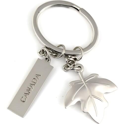 10PCS/Lot Maple Leaf Keychain Creative Canada Silvery Color Fashion Romantic Lover Key Chain Ring Keyfob Keyring Key Holder