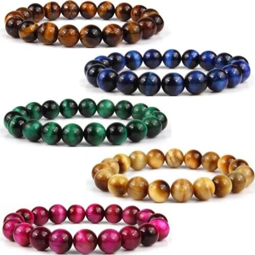 Natural Stone Beads Multicolor Tiger Eye Bracelet 4 Size Beaded Mens Buddha Braclet For Male Yoga Handmade Jewelry Homme Bijoux