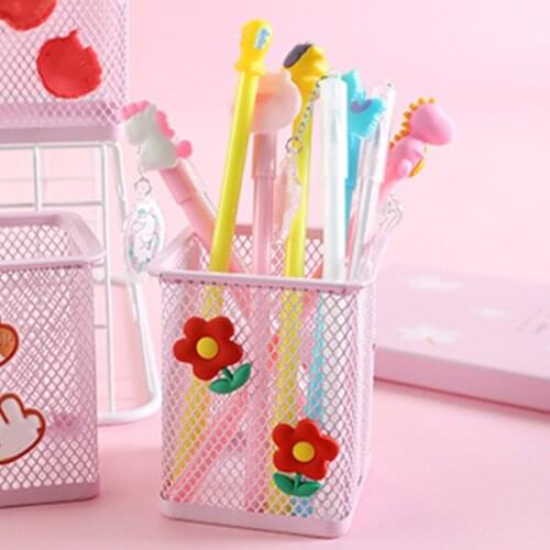 1pc Pink Metal Pen Holder Office Organizer Cosmetic Square Pencil Pen Stand Holders Stationery Container Office School Supplies