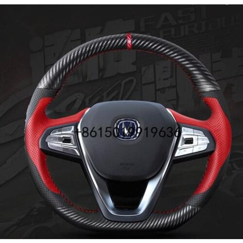 For Changan CS55 CS75 CS35 High Quality Hand-stitched Anti-Slip Black Leather DIY Steering Wheel Cover