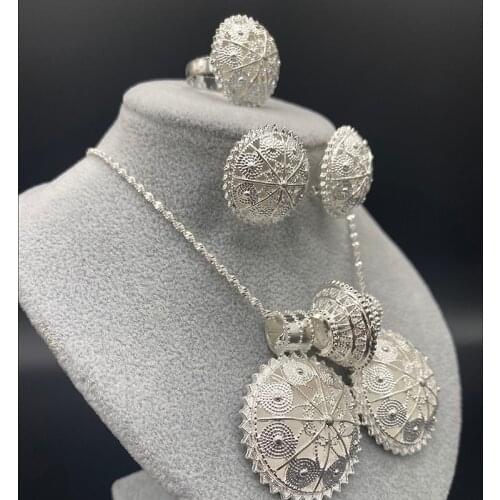 Ethiopian Ring Jewelry Sets For Women Gold Earrings Dubai Arabic Necklace African Bridal Bracelet Wedding Gift Necklaces