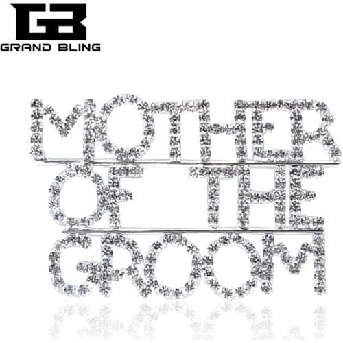 Crystal Wedding Theme Jewelry Gift "MOTHER OF THE GROOM" Brooch Pin