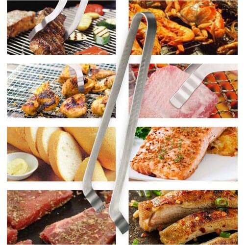 Stainless Steel Kitchen Tongs Elbow Tips Non-Slip Grip 13.4-inch for BBQ Baking Cooking Kitchen Outdoor BBQ Tools Supplies