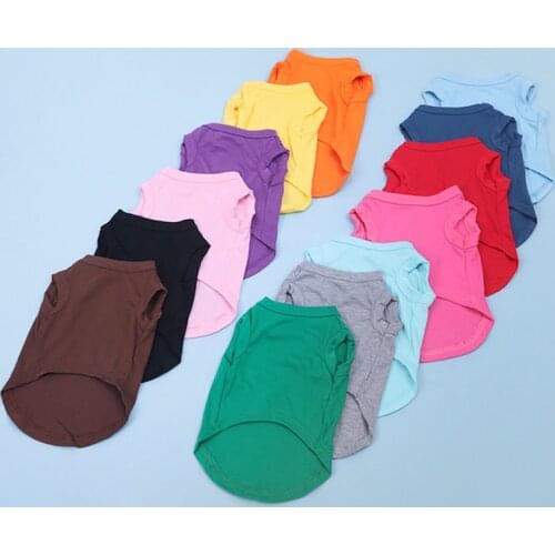 Summer Pet Clothes for Small Medium Dogs Solid Cotton T-shirt Dogs Accessories Pet Supplies Elasticity Cat Vest Shirts XS-3XL