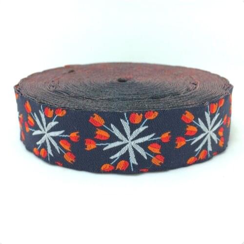 HOT!!! 2015 NEW wholesale 7/8'' 22mm Wide Christmas flower series Woven Jacquard Ribbon dog chain accessories 10yards/lot