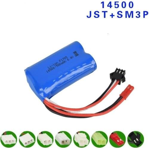 6.4v 14500 500mah Li-ion Battery for Wltoys 18401/02 Remote Control Off-road Vehicle 6.4v battery for RC toys Car Boat Trucks